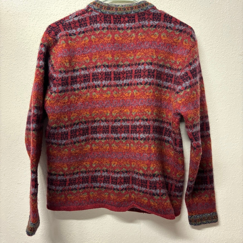 Women's Squaw Valley Red Multicolor Fair Isle Wool Cardigan S - Picture 4 of 9